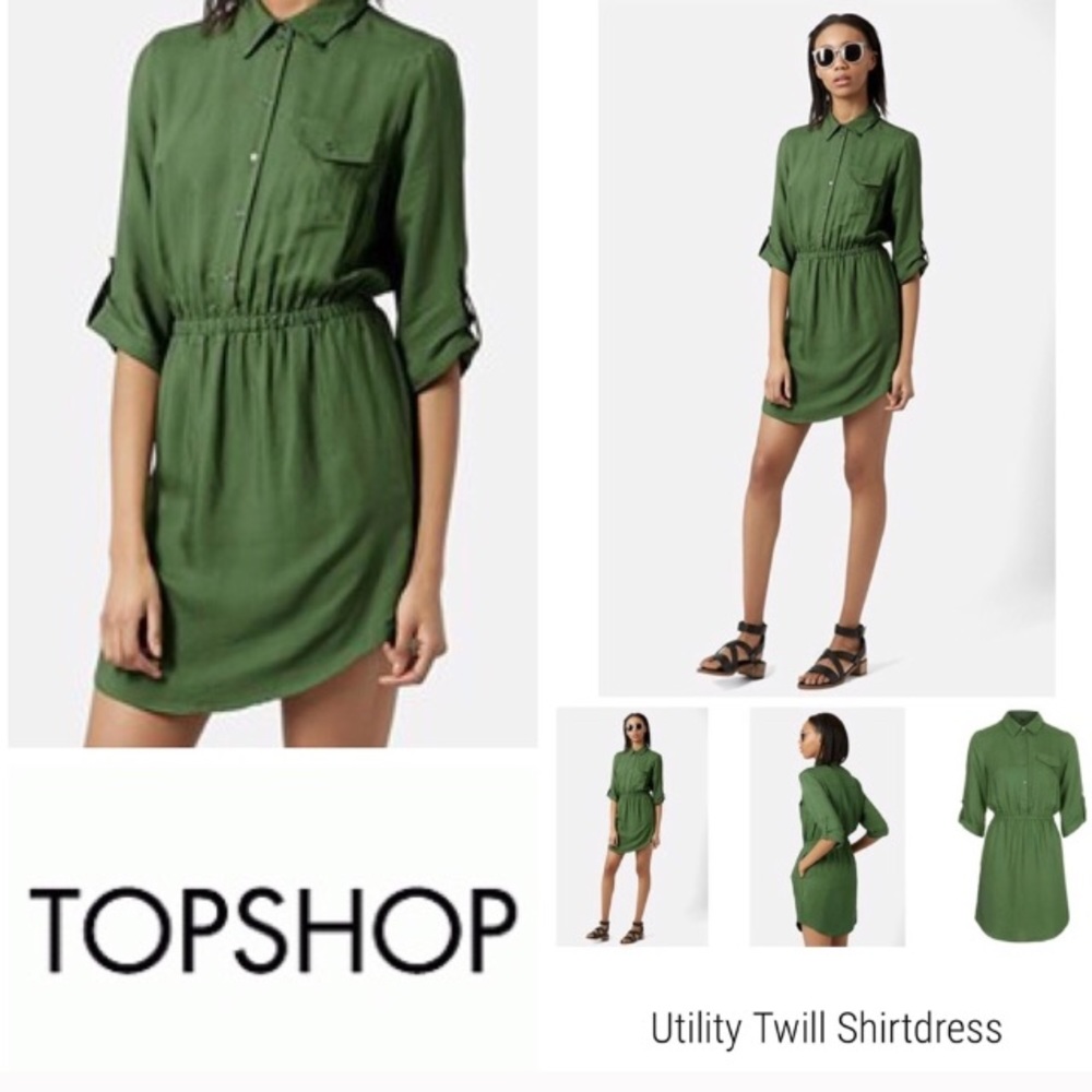Topshop green twill dress